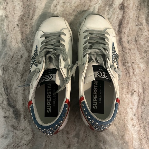 GGDB Golden Goose Superstars 38 Sneakers Red White Blue - Picture 12 of 12
